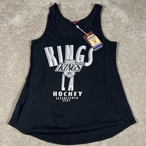 LA Kings Tank Top Women's Medium Mitchell & Ness NHL Black Hockey Sleeveless Tee